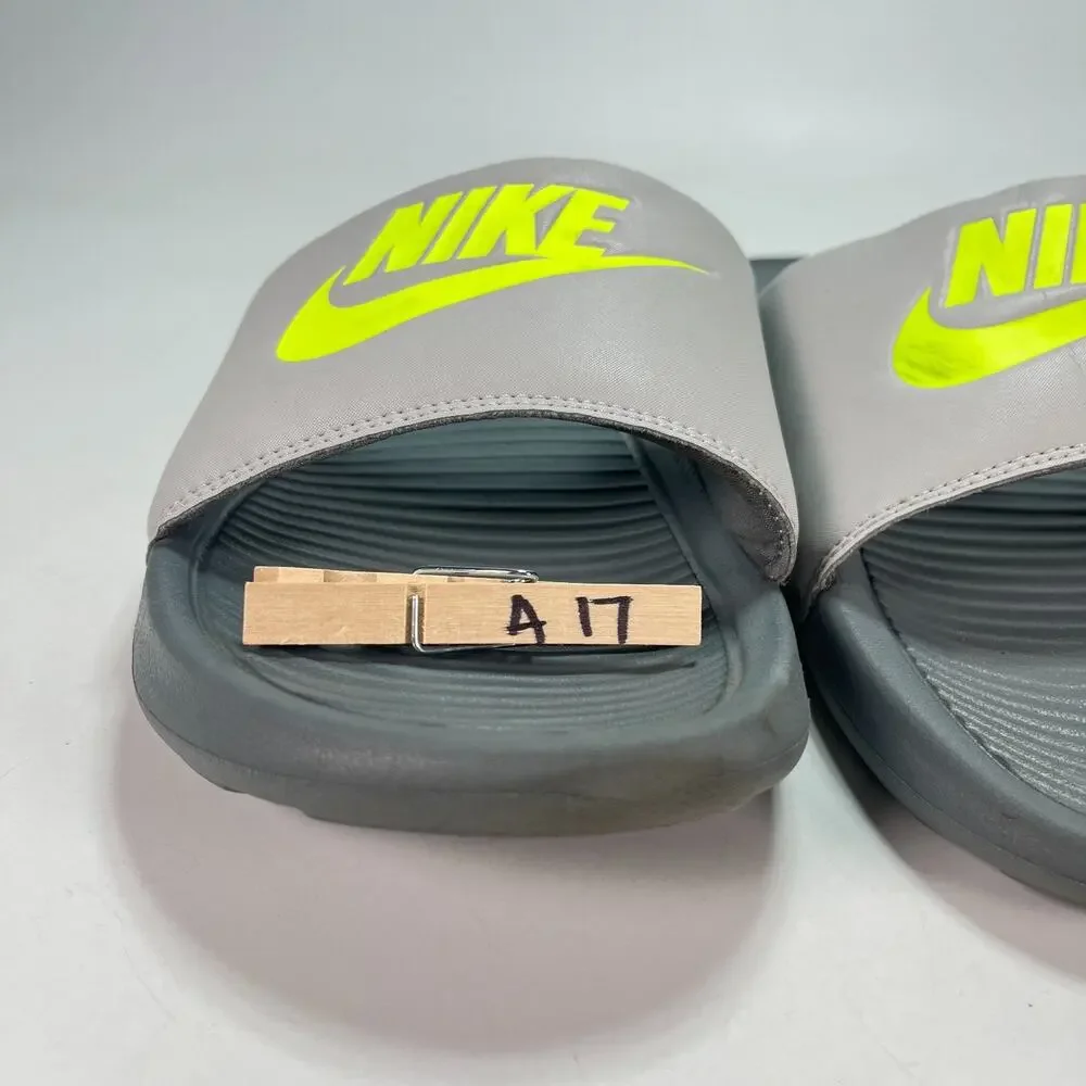 Nike Victori One Grey Fog Volt Casual Slide Sandals CN9675-011 Men's Size 13